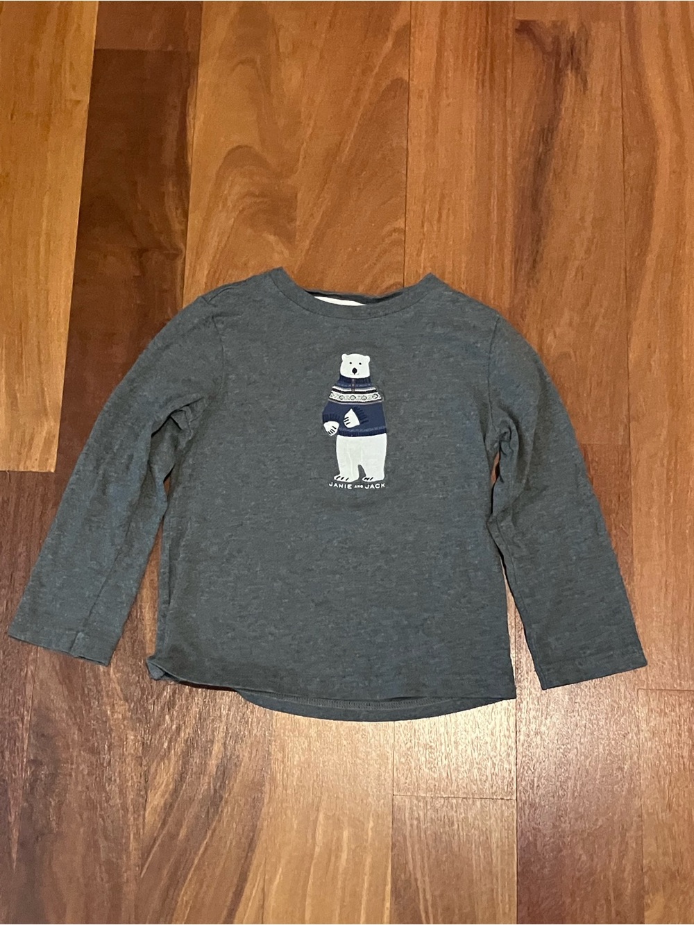 Janie and Jack Gray Long-Sleeve Tee with Polar Bear Patch